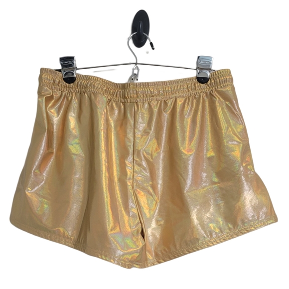 Tayday Women's Gold Holographic Running Shorts XL Drawstring - Picture 1 of 7